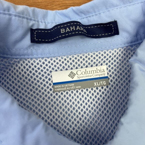 Columbia Bahama Short Sleeve Blue Shirt Men's Size XL Fishing Button Up Vented - Picture 5 of 9